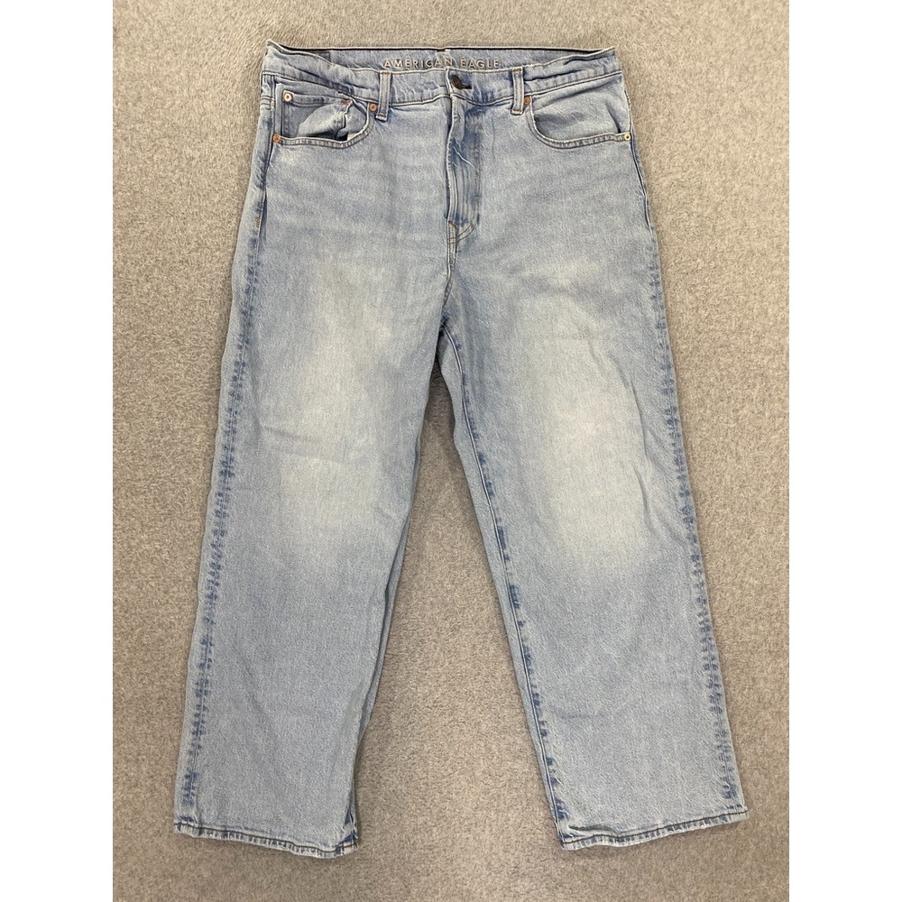 American Eagle Jeans Men 36x32 Loose Fit Light Wash Baggy Denim Y2K Grunge Skate